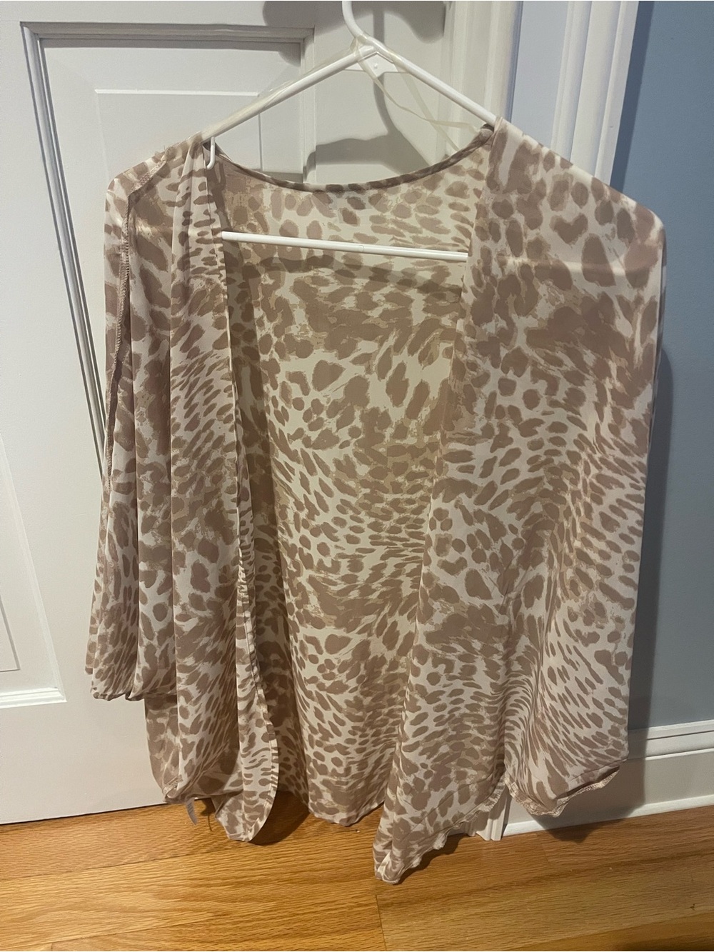 Charming Charlie Beige Animal-Print Open Front Shawl
